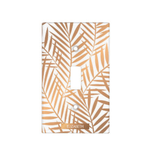 Golden Palm Tree Leaf Pattern Light Switch Cover