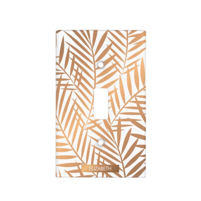 Golden Palm Tree Leaf Pattern Light Switch Cover (Front)