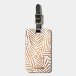 Golden Palm Tree Leaf Pattern Luggage Tag