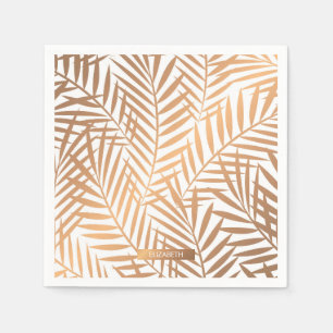 Golden Palm Tree Leaf Pattern Napkins