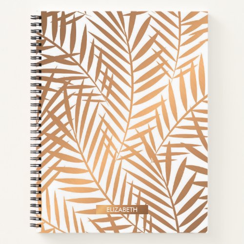 Golden Palm Tree Leaf Pattern Notebook