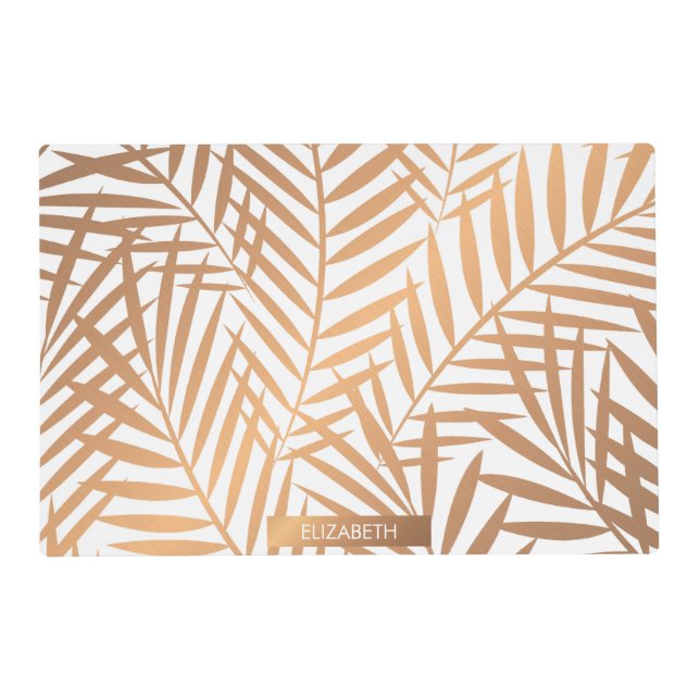 Golden Palm Tree Leaf Pattern Placemat (Front)