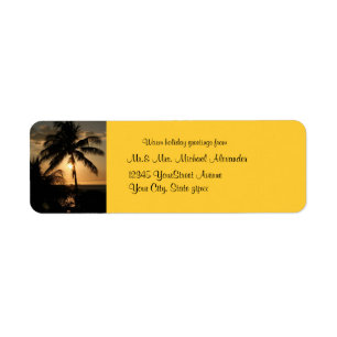 Golden Palm Tree Sunset Holiday Label