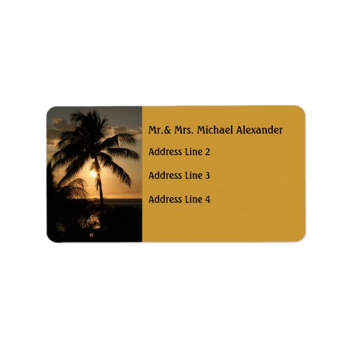 Golden Palm Tree Sunset Label