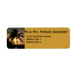 Golden Palm Tree Sunset Label