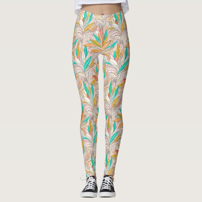 golden palms blush leggings (Front)