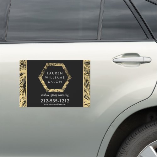 Golden Palms Mobile Spray Tanning Logo Black Car Magnet