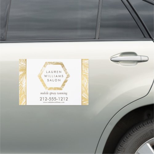 Golden Palms Mobile Spray Tanning Logo White Car Magnet