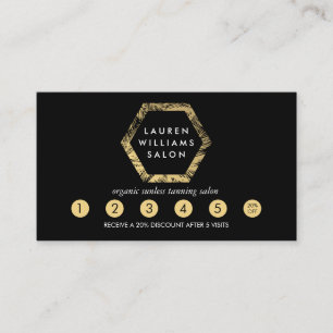 Golden Palms Spray Tanning Logo Black Loyalty Card