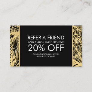 Golden Palms Spray Tanning Logo Black Referral Card