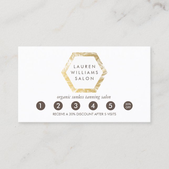 Golden Palms Spray Tanning Logo White Loyalty Card (Front)