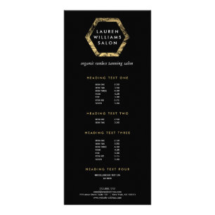 Golden Palms Spray Tanning Salon Logo on Black Rack Card