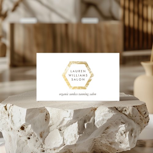 Golden Palms Spray Tanning Salon Logo on White Business Card