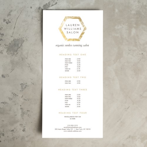 Golden Palms Spray Tanning Salon Logo on White Rack Card