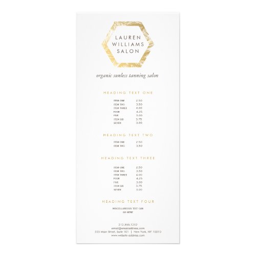 Golden Palms Spray Tanning Salon Logo on White Rack Card