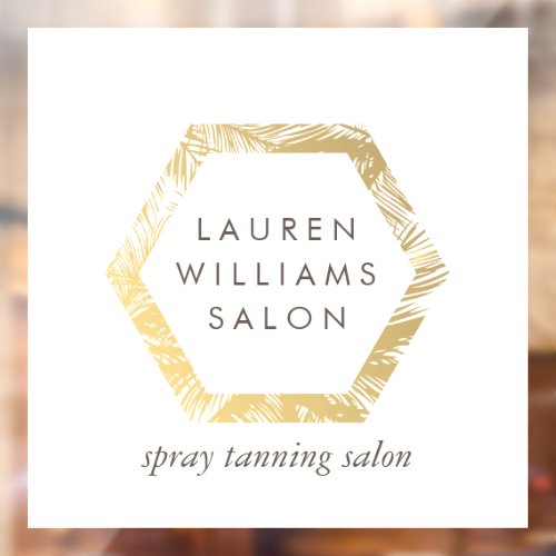 Golden Palms Spray Tanning Salon Logo on White Window Cling