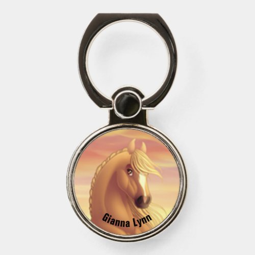 Golden Palomino Horse Monogrammed Phone Ring Stand