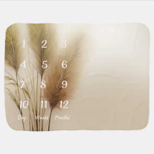 Golden Pampas Grass Bohemian Baby Milestone Mat Blanket
