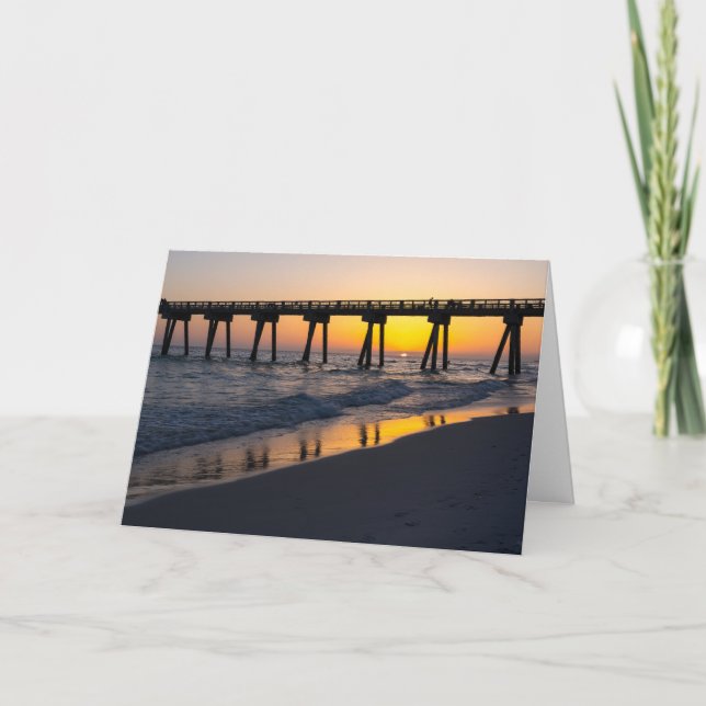 Golden Panama City Beach Sunset Reflections Card (Front)