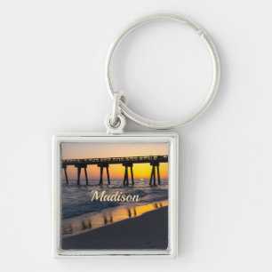Golden Panama City Beach Sunset Reflections Keychain