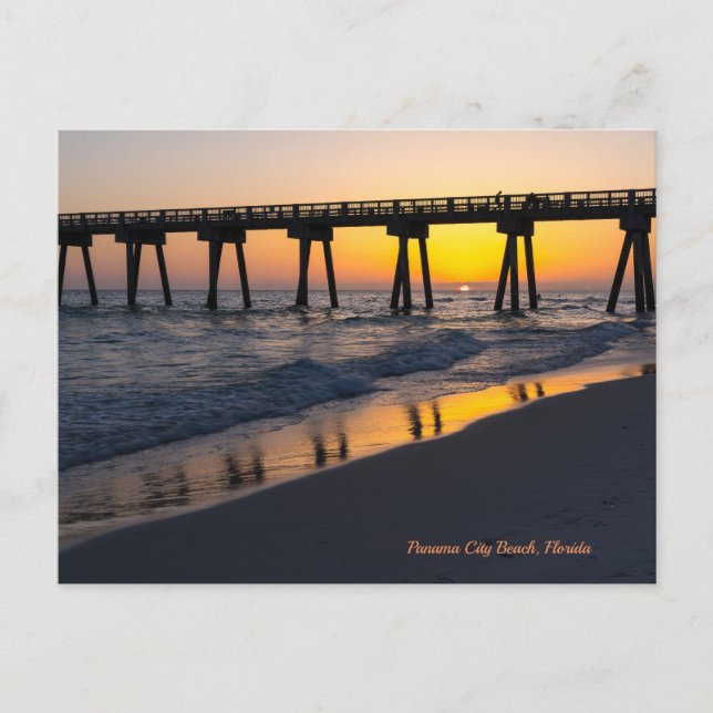 Golden Panama City Beach Sunset Reflections Postcard (Front)