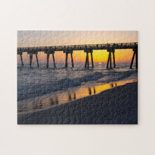 Golden Panama City Beach Sunset Reflections Puzzle