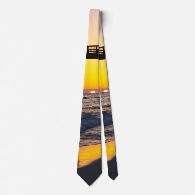 Golden Panama City Beach Sunset Reflections Tie (Front)