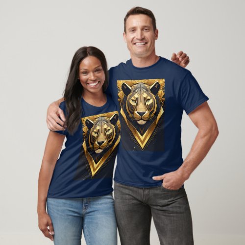 Golden Panther Geometric Vector T_Shirt Design