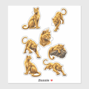 Golden Panther Metallic Big Cat Aesthetic Sticker