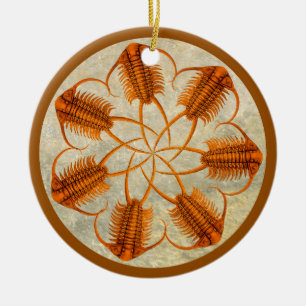 Golden Paraceraurus fossil trilobite wheel Ceramic Ornament