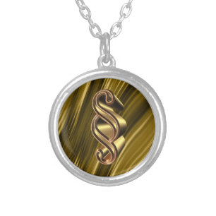 Golden paragraph symbol silver plated necklace