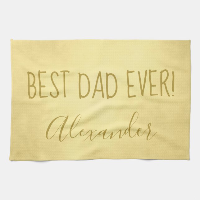 Golden Parchment Best Dad Ever Kitchen Towel (Horizontal)