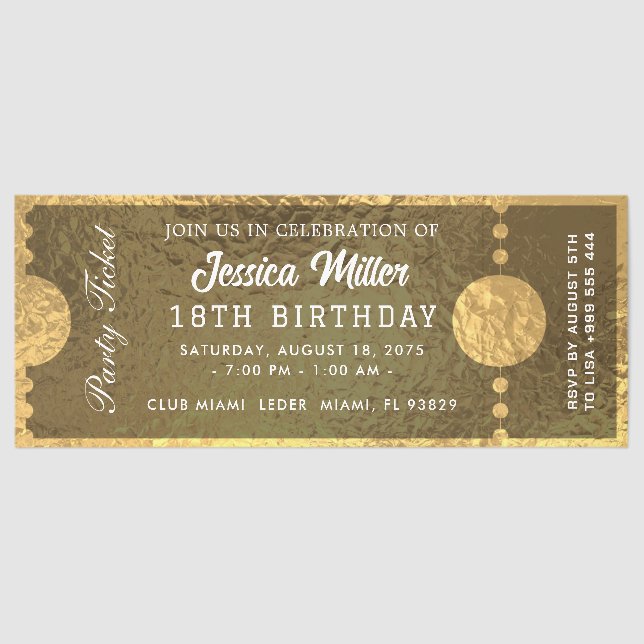 Golden Party  Raffle Tickets (Front)