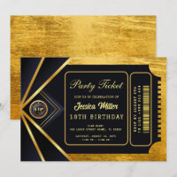 Golden Party Ticket Invitation