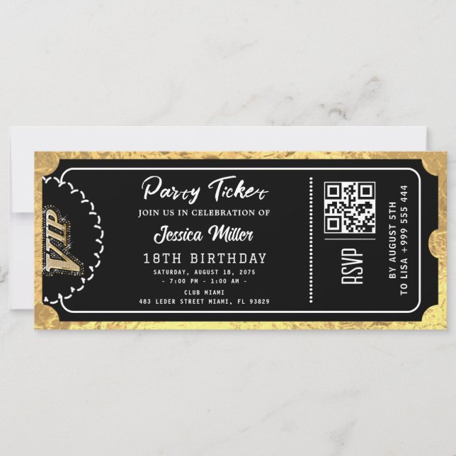 Golden Party Ticket Invitation (Front)