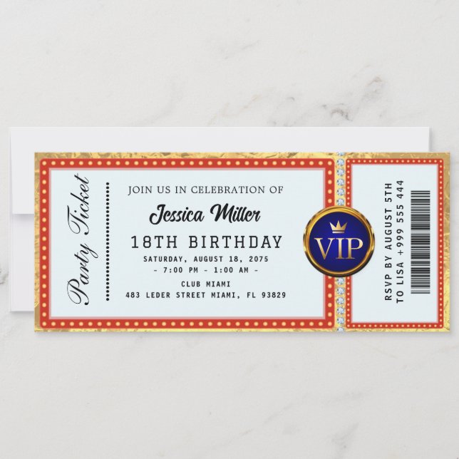 Golden Party Ticket Invitation (Front)