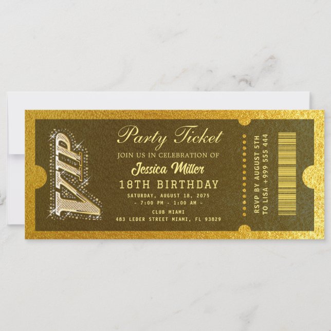 Golden Party Ticket Invitation (Front)