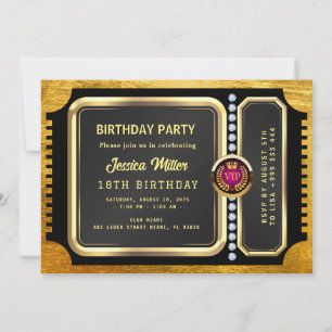Golden Party Ticket Invitation