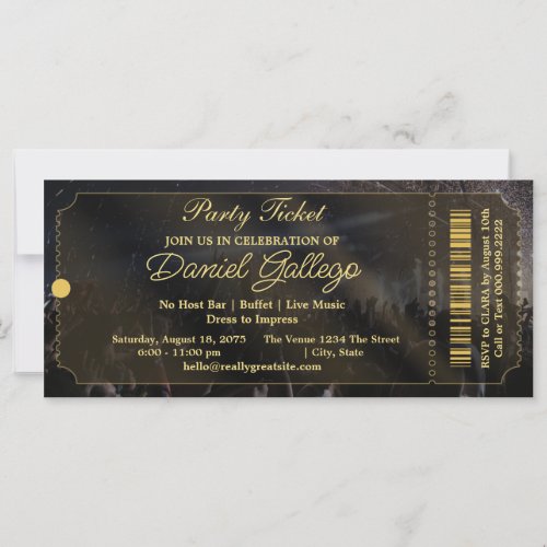 Golden Party Ticket Invitation