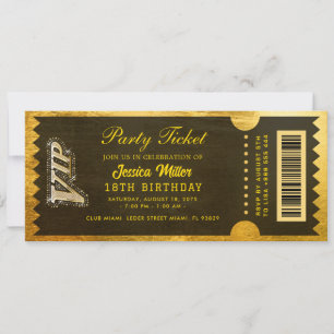 Golden Party Ticket Invitation