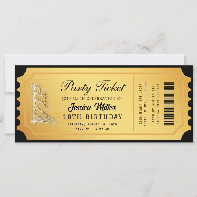 Golden Party Ticket Invitation (Front)