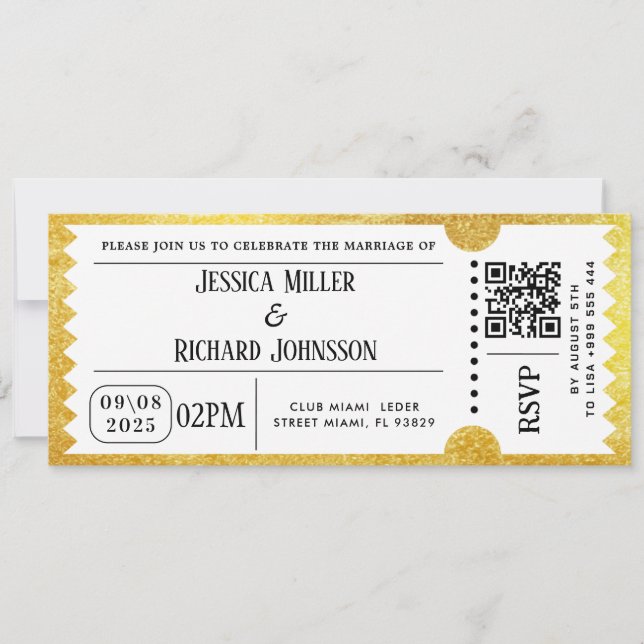 Golden Party Ticket Invitation (Front)