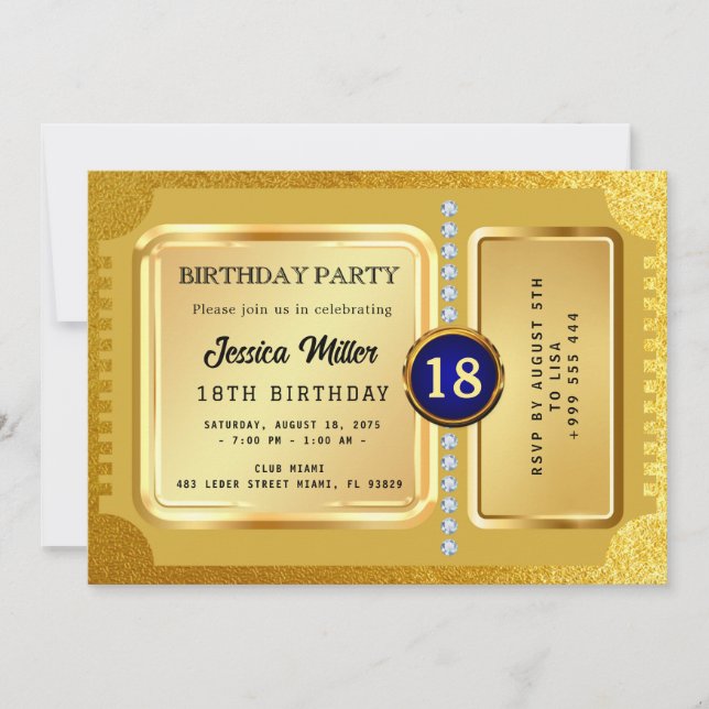 Golden Party Ticket Invitation (Front)