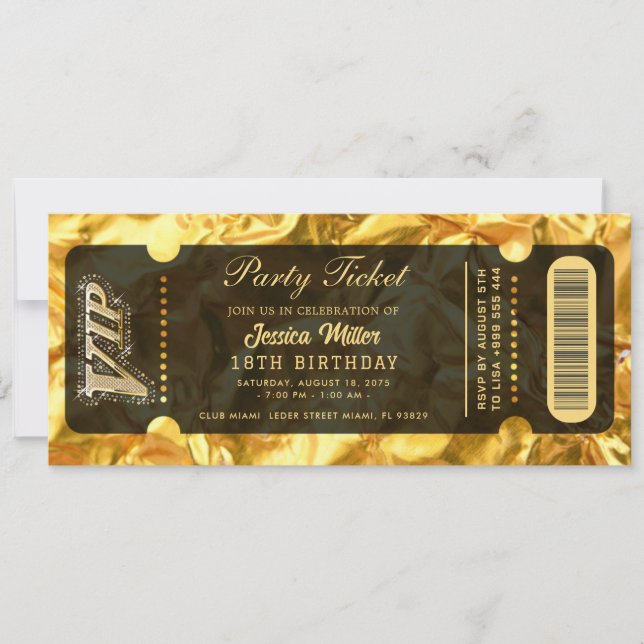 Golden Party Ticket Invitation (Front)