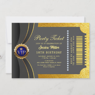 Golden Party Ticket Invitation
