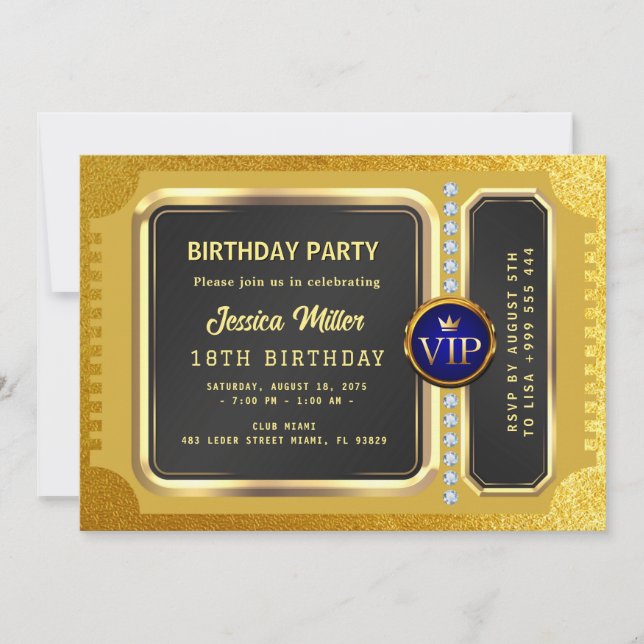 Golden Party Ticket Invitation (Front)