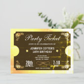 Golden Party Ticket Invitation (Standing Front)