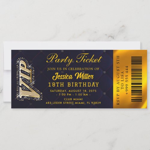 Golden Party Ticket Invitation