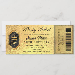 Golden Party Ticket Invitation