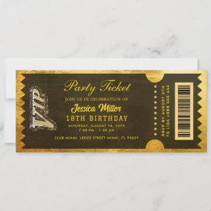 Golden Party Ticket Invitation
